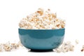blue bowl with popcorn Royalty Free Stock Photo