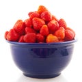 Blue bowl with strawberries Royalty Free Stock Photo