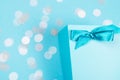 Blue box with pastel confetti