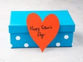 Blue box present for Father`s day with red heart Royalty Free Stock Photo