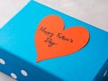 Blue box present for Father`s day with red heart Royalty Free Stock Photo