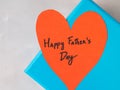 Blue box present for Father`s day with red heart Royalty Free Stock Photo