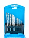 Blue Box Set of Drill Bits Royalty Free Stock Photo