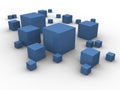 Blue boxes in chaos Royalty Free Stock Photo