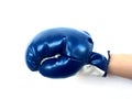 Blue boxing glove isolated on a white background Royalty Free Stock Photo