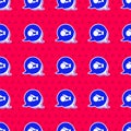 Blue Boxing glove icon isolated seamless pattern on red background. Vector Royalty Free Stock Photo