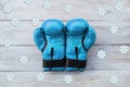 Blue boxing gloves on a white background