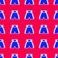 Blue Boxing short icon isolated seamless pattern on red background. Vector