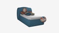 Blue boxspring bed