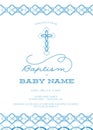 Blue Boy, s Baptism/Christening/First Communion/Confirmation Invitation with Cross Design - High Resolution or Vector