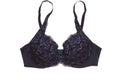 Blue bra, brassiere with embroidery and lace,