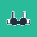 Blue Bra icon isolated on green background. Lingerie symbol. Vector Royalty Free Stock Photo