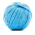 Blue braided skein, crochet thread roll isolated on white background Royalty Free Stock Photo