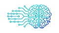 Blue Brain with Circuitry & Glowing Lines, vector design Generative AI Royalty Free Stock Photo