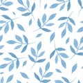 Blue branches botanical watercolor seamless pattern Royalty Free Stock Photo