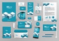 Blue branding design kit with bricks