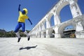 Blue Brazilian Football Player Jumping at Lapa Rio