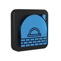 Blue Brick stove icon isolated on transparent background. Brick fireplace, masonry stove, stone oven icon.Black square