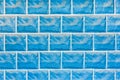 Blue brickwork, abstract decorative blocks wall texture background