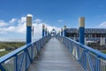 Blue bridge in Norddeich. State of Lower Saxony in Germany Royalty Free Stock Photo