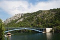 Blue bridge over the river Krka Royalty Free Stock Photo