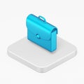 Blue briefcase icon. 3d rendering square button key isometric view, interface ui ux element Royalty Free Stock Photo