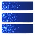 Blue bright modern flyer collection with shimmering particles