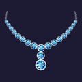 Blue bright necklace icon, realistic style Royalty Free Stock Photo