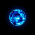 Blue Bright Planet On Black Background