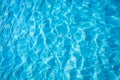 Blue and bright ripple water and surface in swimming pool. Beautiful motion wave in pool Royalty Free Stock Photo