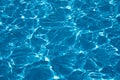 Blue and bright ripple water surface in swimming pool with sun reflection Royalty Free Stock Photo