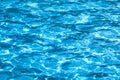 Blue and bright ripple water surface in swimming pool with sun reflection Royalty Free Stock Photo