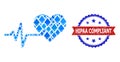 Blue Brilliant Collage Heart Pulse Icon and Textured Bicolor Hipaa Compliant Stamp Seal
