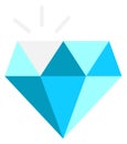Blue brilliant icon. Precious diamond. Shining gem