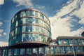 Blue brise soleil sun breakers on modern office glass building Royalty Free Stock Photo