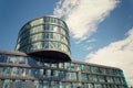 Blue brise soleil sun breakers on modern office glass building Royalty Free Stock Photo