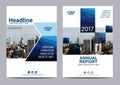 Blue Brochure Annual Report Flyer design template. Royalty Free Stock Photo