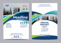 Blue Brochure Annual Report Flyer design template. Royalty Free Stock Photo