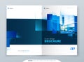 Blue Brochure Cover Template Layout Design. Corporate Business Brochure, Annual Report, Catalog, Magazine, Flyer Mockup Royalty Free Stock Photo