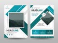 Blue brochure flyer design template vector, Leaflet cover presentation abstract flat background Royalty Free Stock Photo