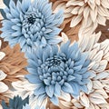 Blue And Brown Aster With White Border - Repeating Pattern By Xiaofei Yue Royalty Free Stock Photo