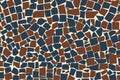 Blue and brown asymmetric decorative tiles wall