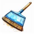 Blue and Brown Dustpan Brush Illustration Royalty Free Stock Photo