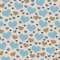 Blue and Brown Hearts Tile Pattern Repeat Background
