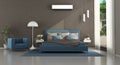 Blue and brown modern master bedroom