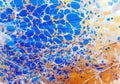 Blue and brown spotted Ebru pattern Royalty Free Stock Photo