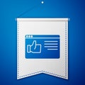 Blue Browser window icon isolated on blue background. White pennant template. Vector Royalty Free Stock Photo