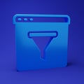 Blue Browser window icon isolated on blue background. Minimalism concept. 3D render illustration Royalty Free Stock Photo