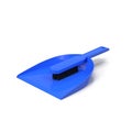 A blue brush and dustpan isolated on white. 3D illustration Royalty Free Stock Photo