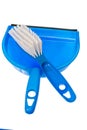 Blue Brush and Dustpan Set Isolated On White With Copy Space Royalty Free Stock Photo